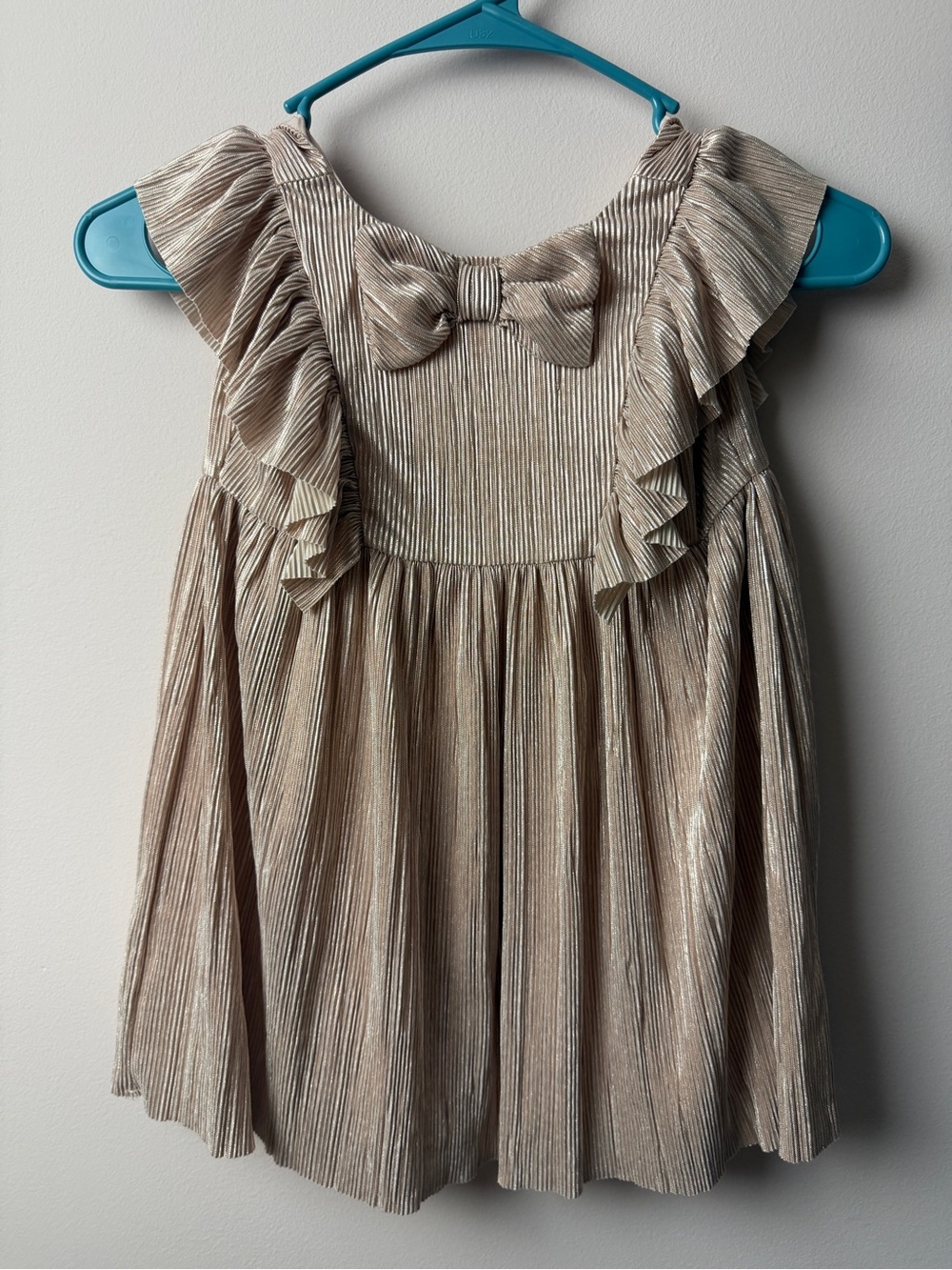 Janie and Jack Gold Metallic Ruffle Bow Dress